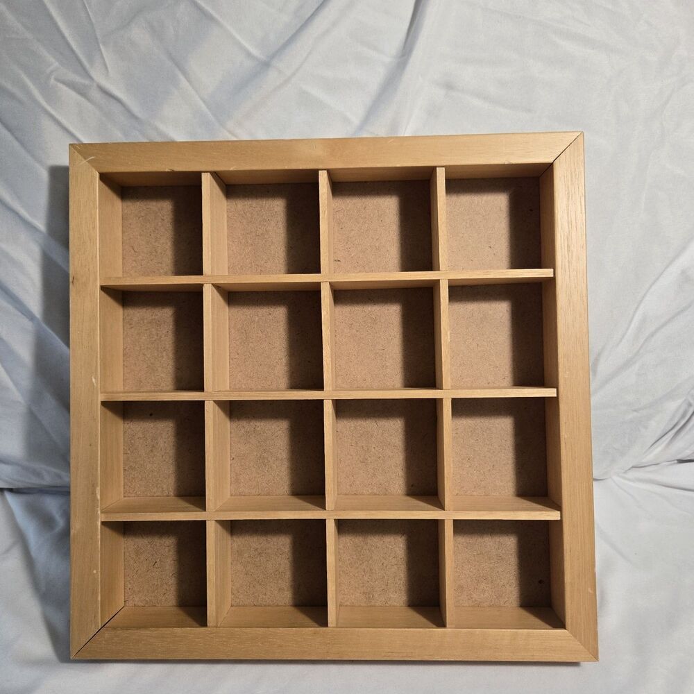 Vtg Wooden Miniatures Trinket Shelf Display Curio case Shadowbox Wall hang 13x13